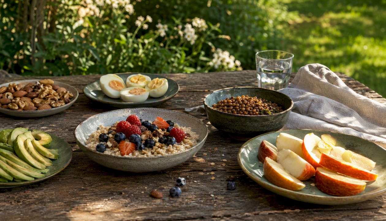 Assortment of appetite control foods on table