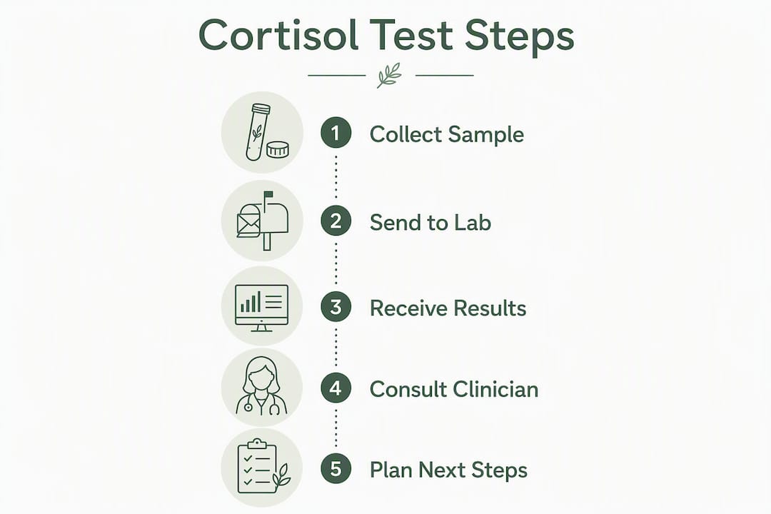 Infographic showing cortisol saliva test steps