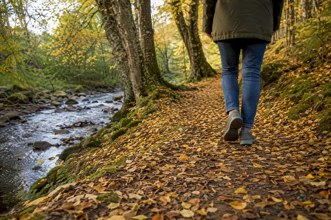 Walking outdoors for stress relief