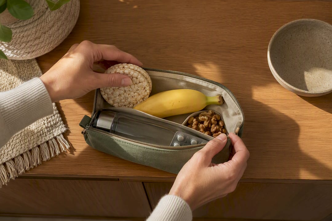 Travel pouch with low-FODMAP snacks