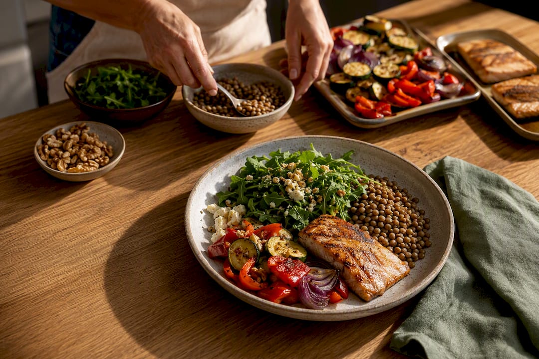 Mediterranean-style plate for metabolic health