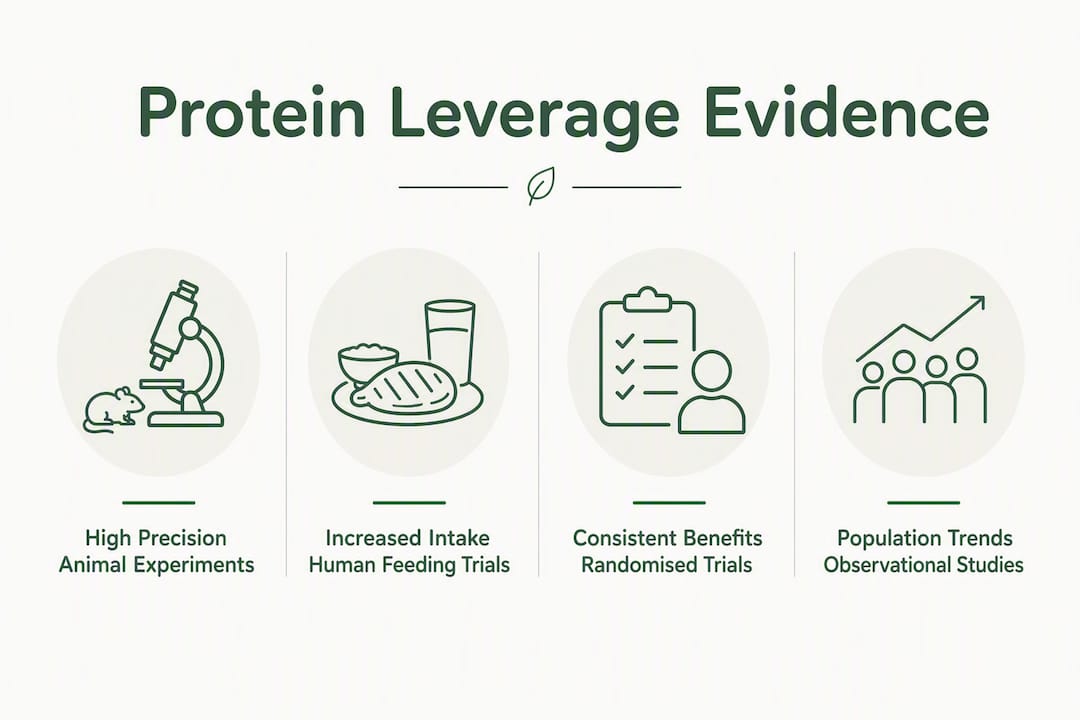 Infographic showing protein leverage evidence types