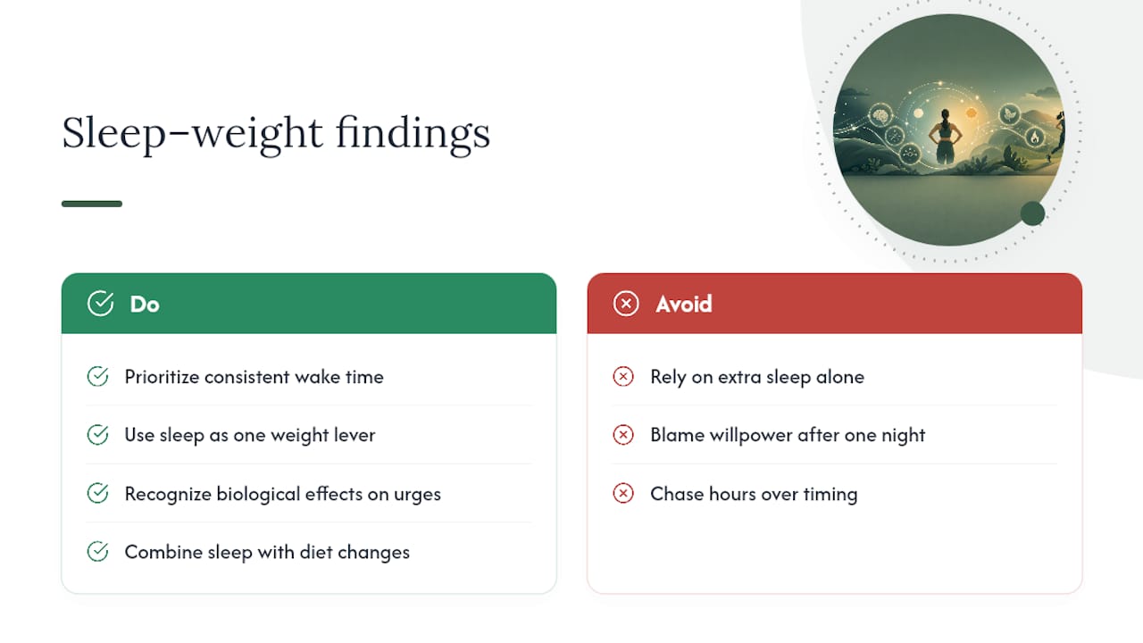 What the research actually tells us about sleep and weight — overview diagram