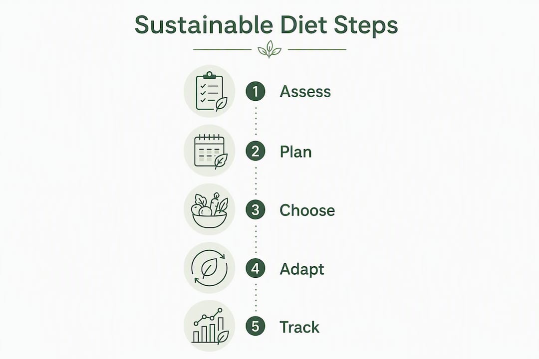 Infographic illustrating sustainable diet steps